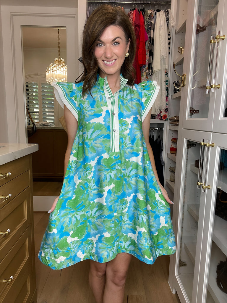 Aqua Blooms Dress