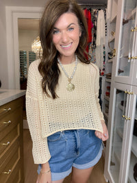 Drift Away Crochet Top in Natural