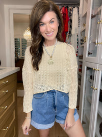 Drift Away Crochet Top in Natural