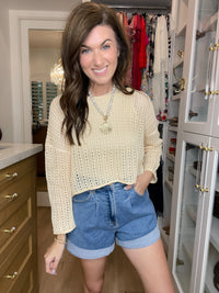 Drift Away Crochet Top in Natural