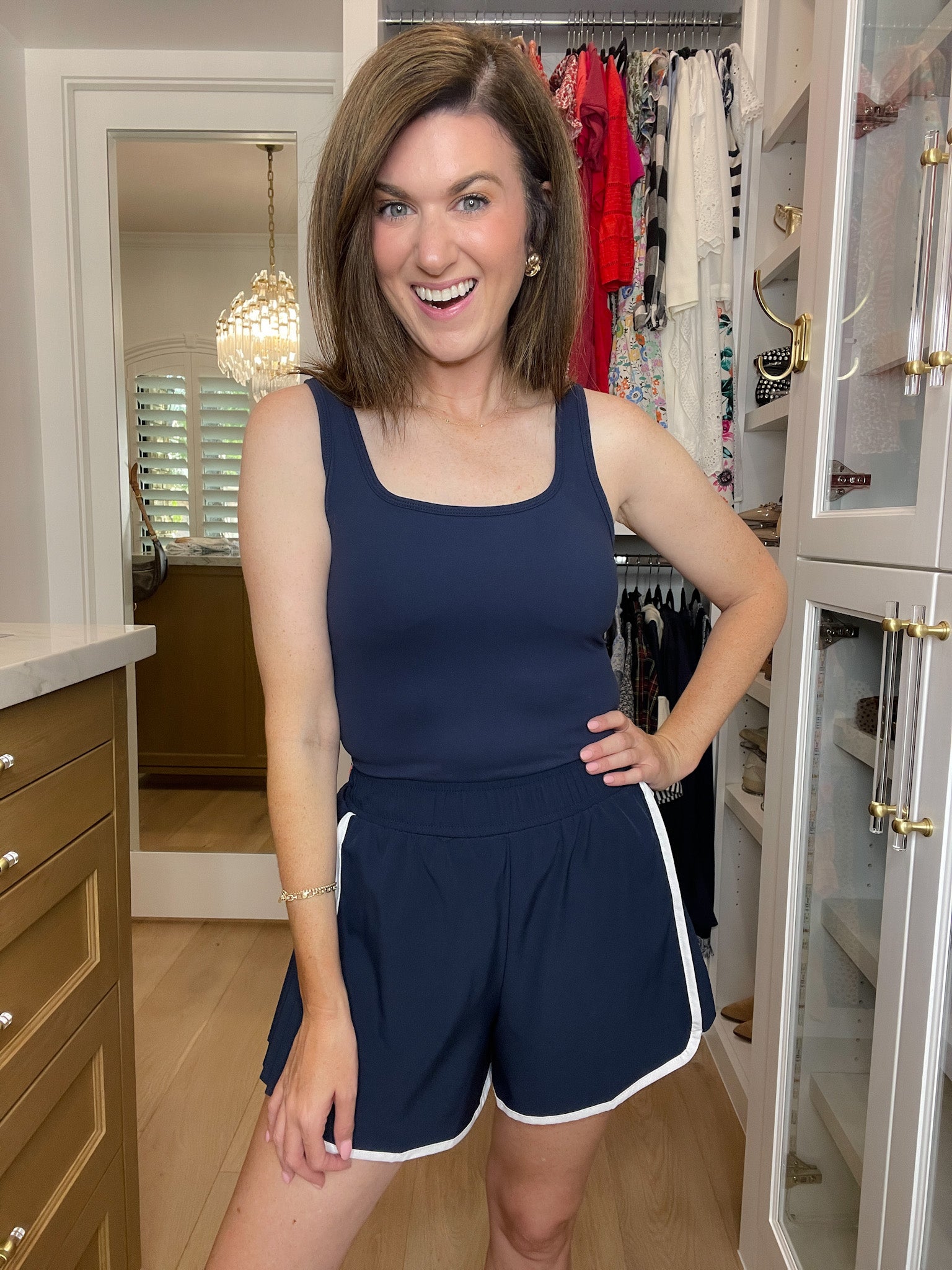 Fast Track Shortsie Romper in Navy