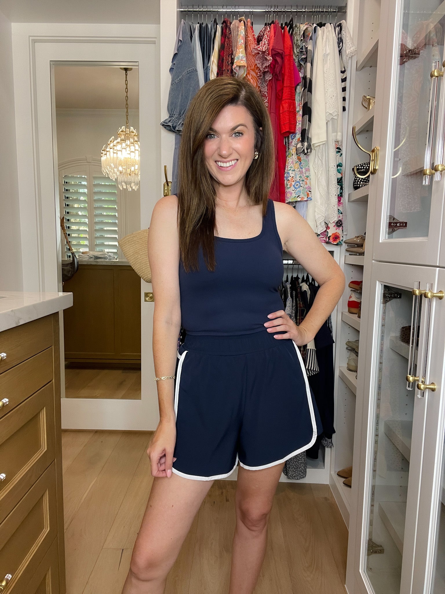 Fast Track Shortsie Romper in Navy