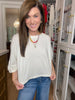 Flirty Flair Batwing Sleeve Top in White