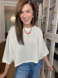 Flirty Flair Batwing Sleeve Top in White