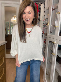 Flirty Flair Batwing Sleeve Top in White