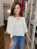 Flirty Flair Batwing Sleeve Top in White