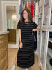 Between the Lines Maxi Dress in Black/White