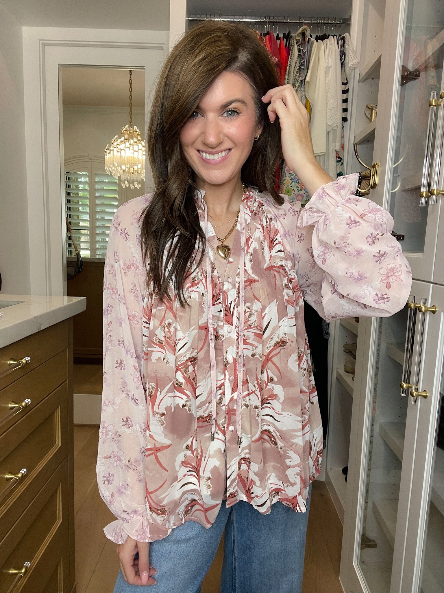 Crossed My Mind Floral Button Front Top