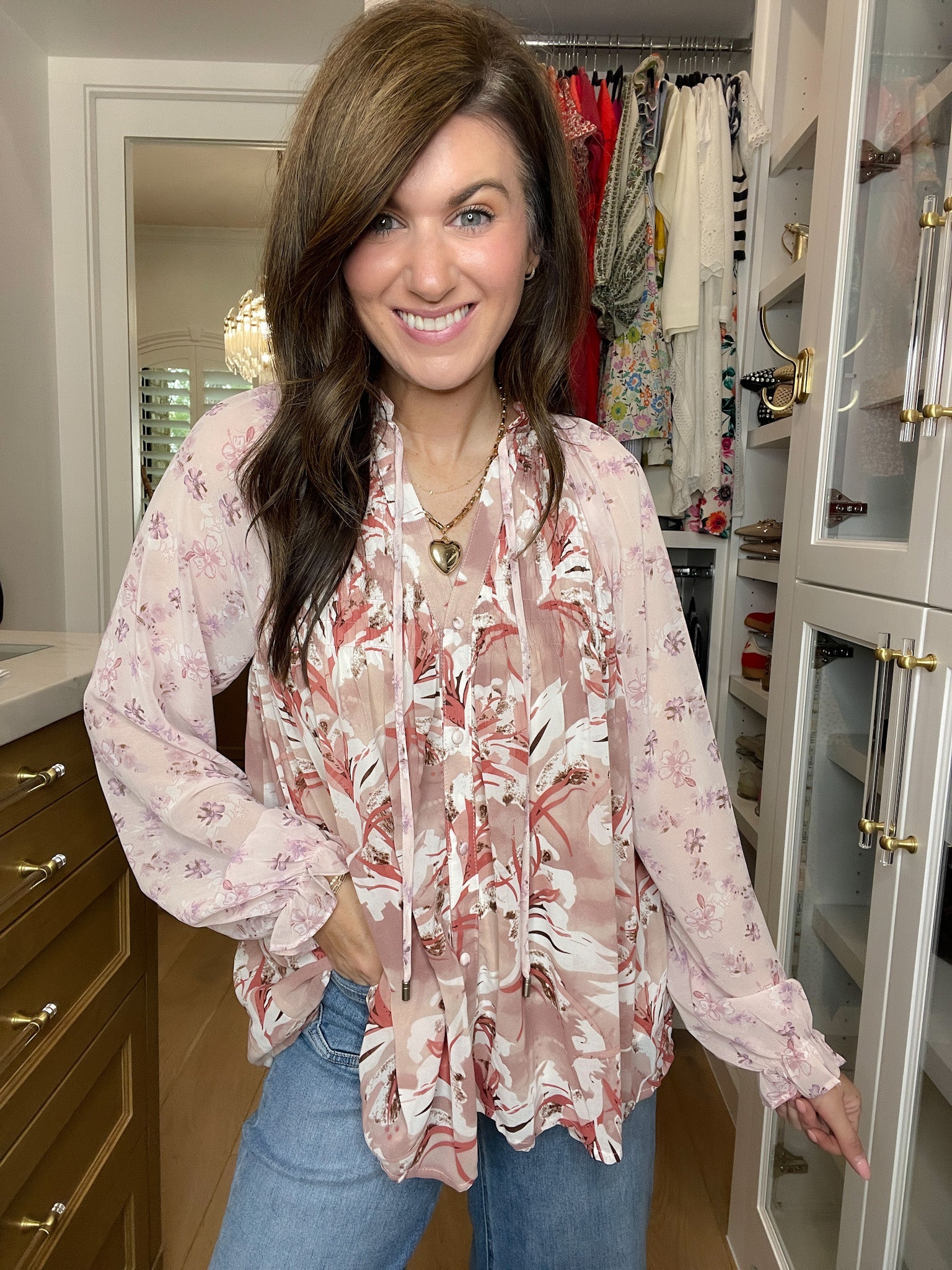 Crossed My Mind Floral Button Front Top