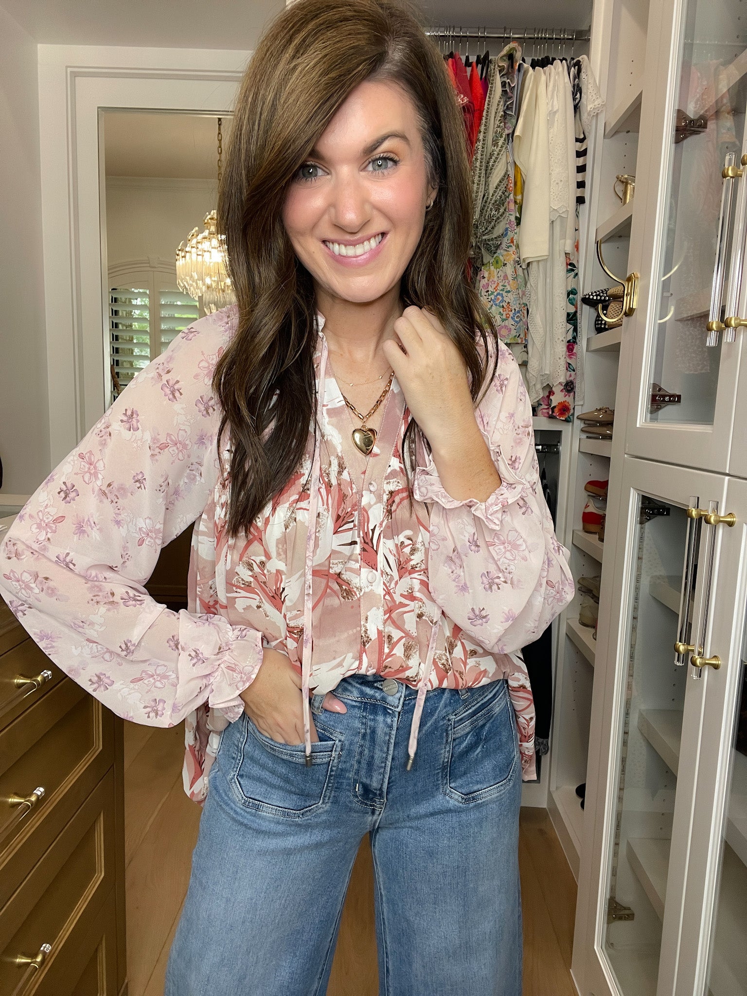 Crossed My Mind Floral Button Front Top