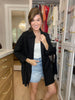 Mono B Isle of Palm Linen Button Down in Black