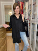 Mono B Isle of Palm Linen Button Down in Black