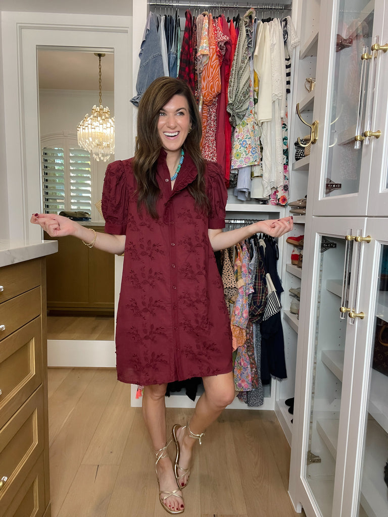 Fresh Take Floral Lace Dress in Burgundy