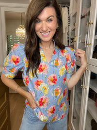 Morning Meadow Top in Blue