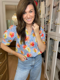 Morning Meadow Top in Blue