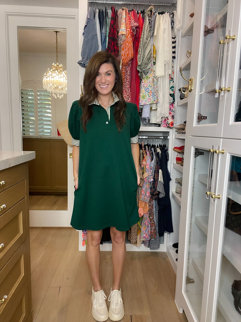 On the Run Dress in Hunter Green