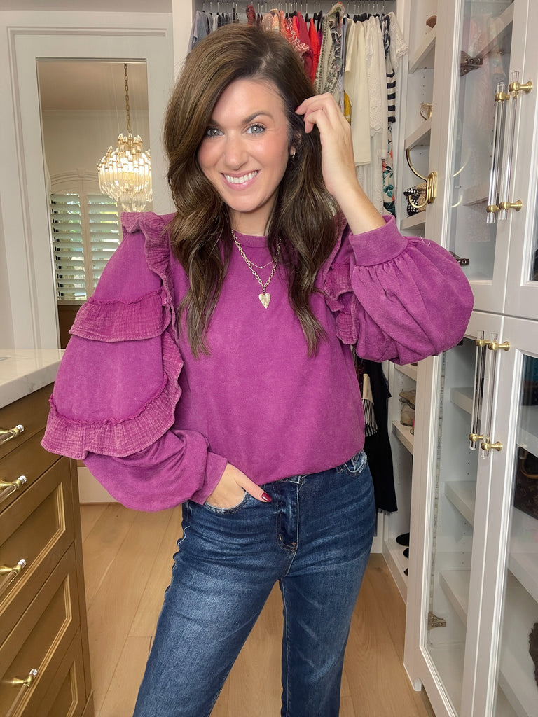 Winning Streak Ruffle Sleeve Pullover