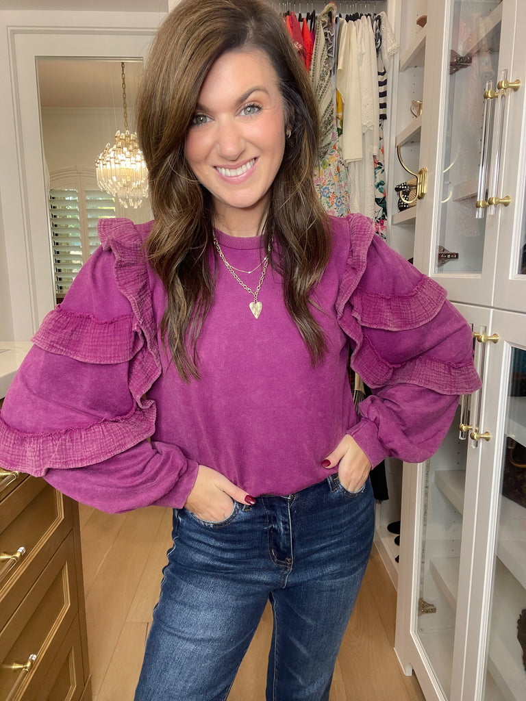 Winning Streak Ruffle Sleeve Pullover