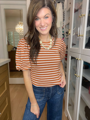 Mocha Mood Striped Button Down