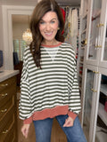 Pumpkin Patch Pullover in Olive/Rust