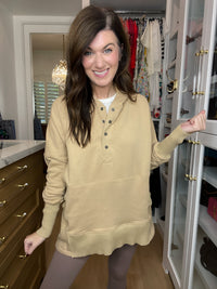 Looking Forward Hooded Pullover in Taupe