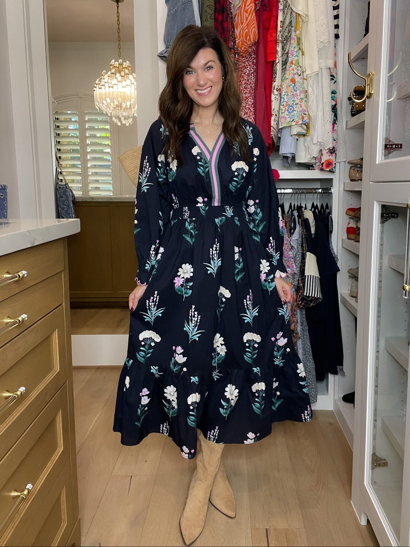 Floral Keepsake Midi Dress in Navy