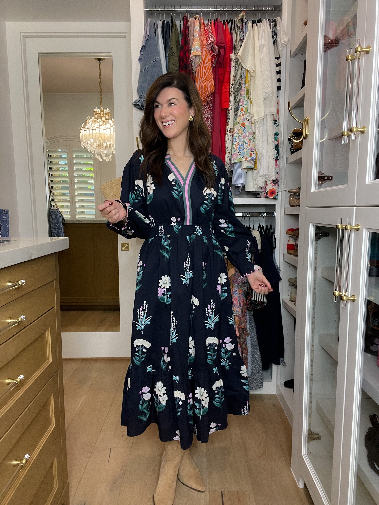 Floral Keepsake Midi Dress in Navy