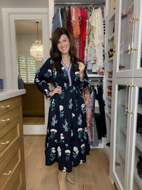 Floral Keepsake Midi Dress in Navy