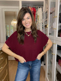 Cozy in the South Short Sleeve Sweater in Burgundy