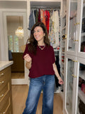 Cozy in the South Short Sleeve Sweater in Burgundy