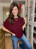 Cozy in the South Short Sleeve Sweater in Burgundy