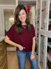 Cozy in the South Short Sleeve Sweater in Burgundy