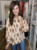 Catching Glances Floral Button Down in Cream