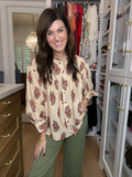 Catching Glances Floral Button Down in Cream