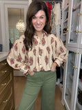 Catching Glances Floral Button Down in Cream