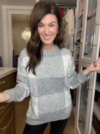 Frosted Plaid Sweater in Gray