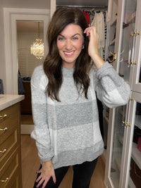 Frosted Plaid Sweater in Gray