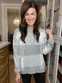 Frosted Plaid Sweater in Gray