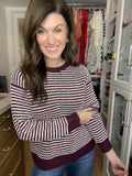 Cozy Lineup Sweater in Burgundy
