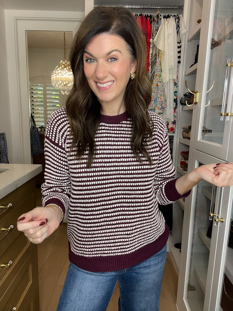 Cozy Lineup Sweater in Burgundy