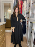 Evening Charm Midi Dress in Black