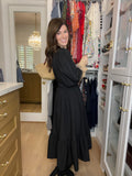 Evening Charm Midi Dress in Black