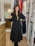 Evening Charm Midi Dress in Black