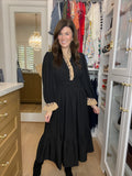 Evening Charm Midi Dress in Black