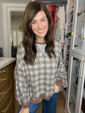 Comfy Cottage Houndstooth Pullover