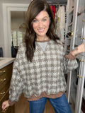 Comfy Cottage Houndstooth Pullover