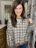 Comfy Cottage Houndstooth Pullover