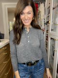 Simple Charm Knit Henley in Charcoal