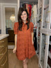 Fresh Take Floral Lace Dress in Caramel
