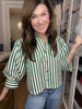 Striped and True Button Down in Green